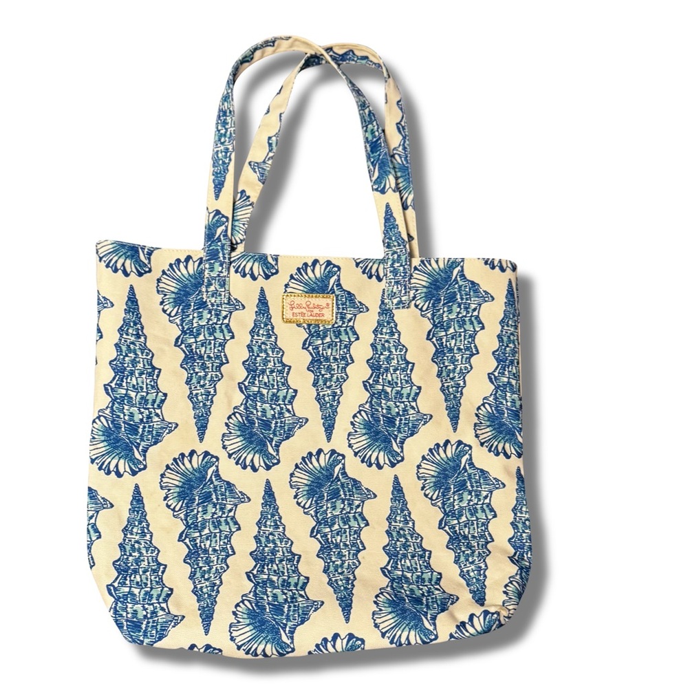 Lilly Pulitzer Cream and Blue Seashell Tote